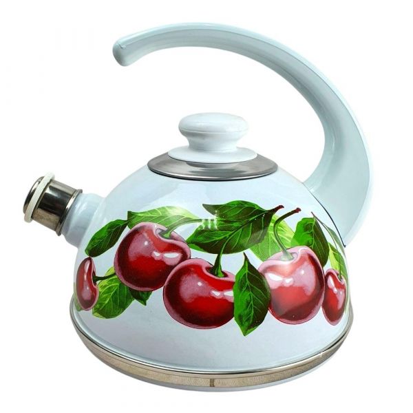 Kettle 2.5 l. (cons. handle) white cherry orchard (stainless steel decor on white) ?04/25/03/28/?03